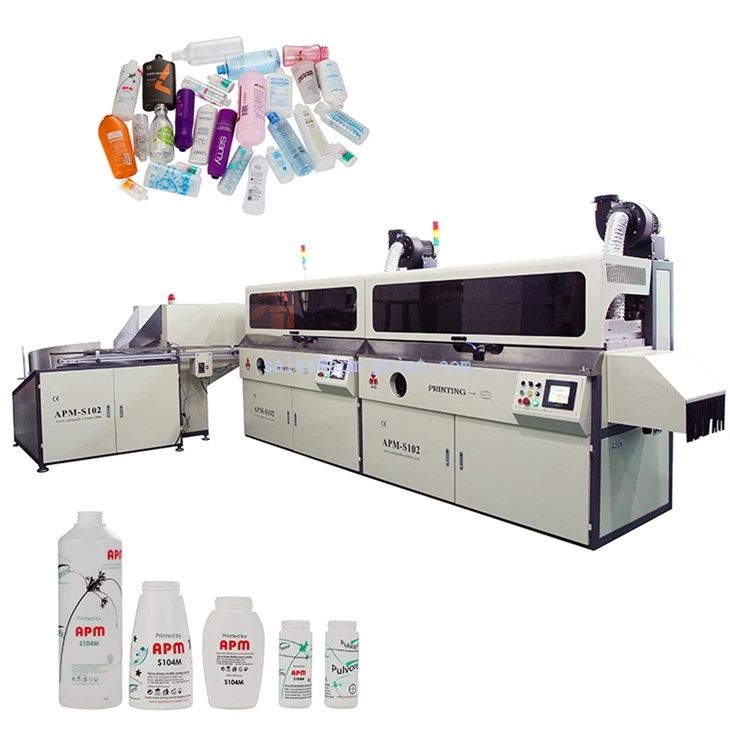 APM-S102 1~8 Color Universal Auto Screen Printing Machine（Flat/round/oval Bottles Printing)